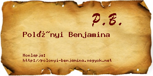 Polónyi Benjamina névjegykártya